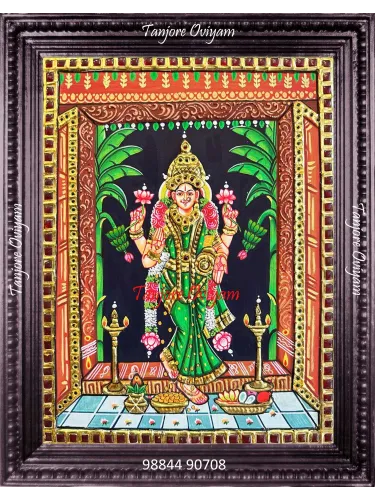 Red frame Grahalakshmi tanjore painting